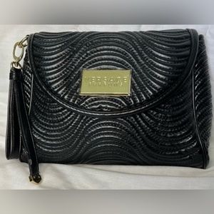 Versace Parfums Wristlet Pouch Bag Purse Black Gold Plate Hardware NEW